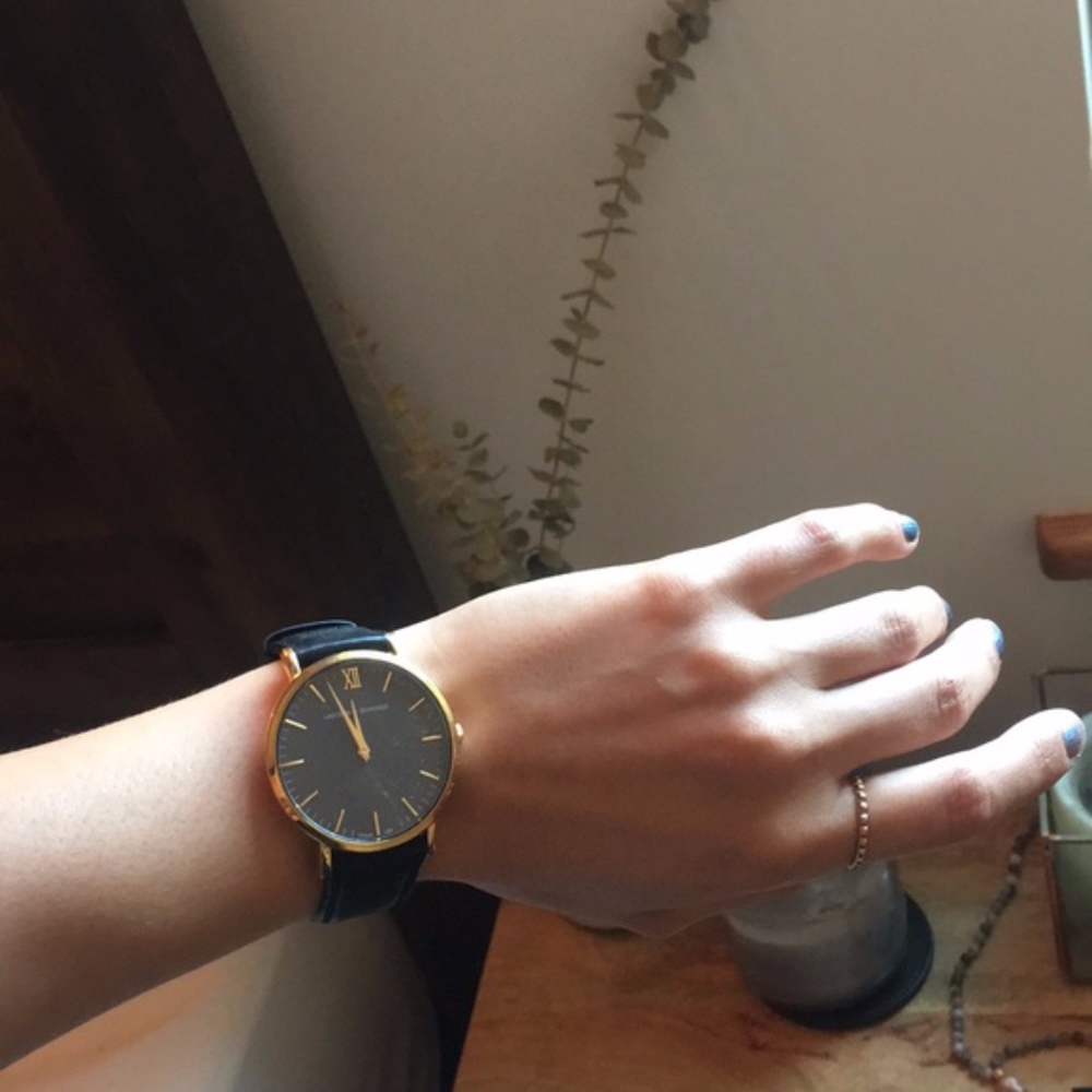 LJXII Lugano Black Leather 33MM Watch